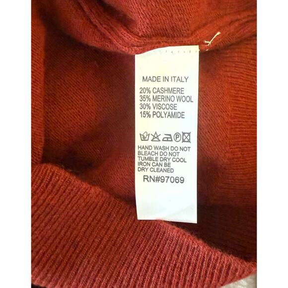 VTG Scott Barber Wool Sweater Mens LG Brick Red Cashmere Merino Argyle Golf Prep - Picture 5 of 10